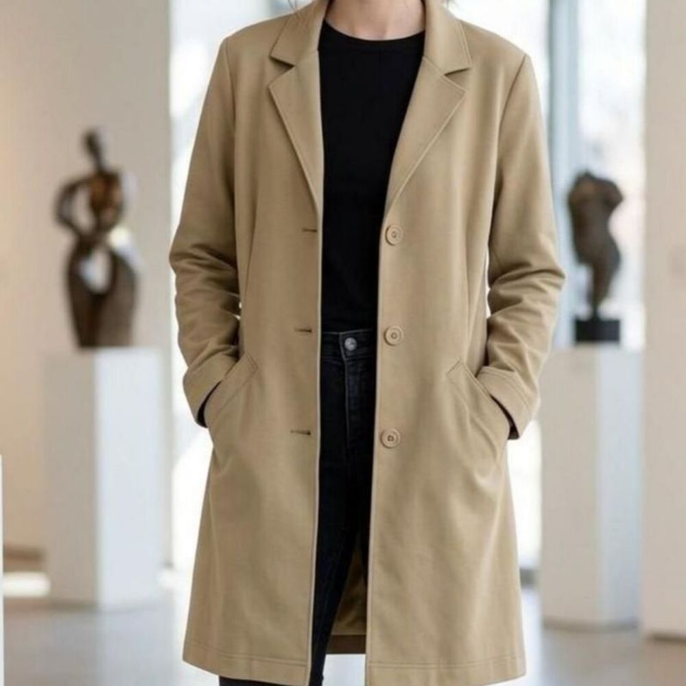 Isabella Bird Tan Single-Breasted Trench Coat Jacket Med urban chic, workwear